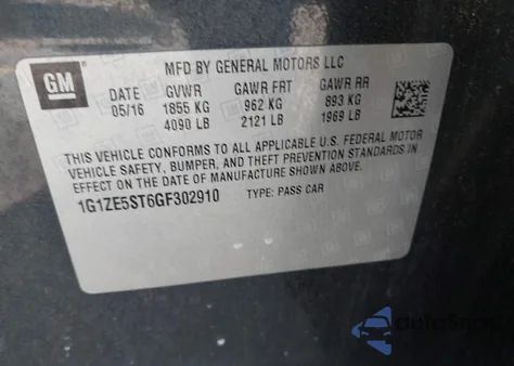 2016 Chevrolet Malibu 1Lt z USA, uszkodzony, nr VIN 1G1ZE5ST6GF302910